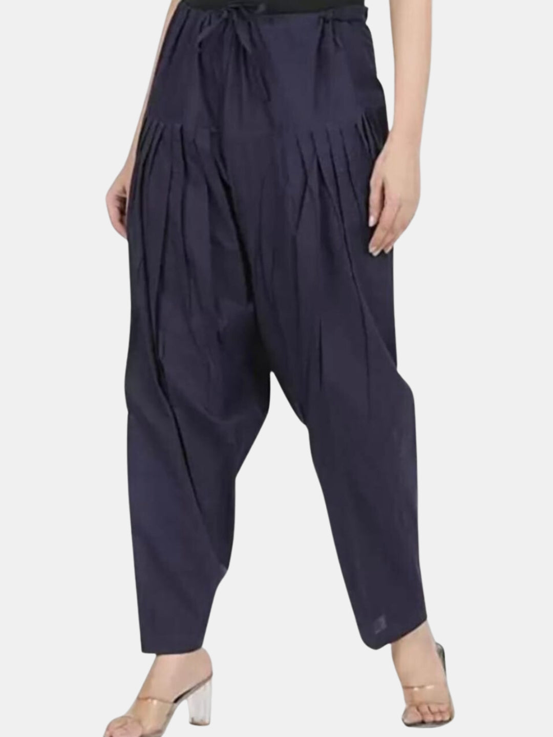 Navy Blue - Pure Cotton Solid Color Patiala Pants for women