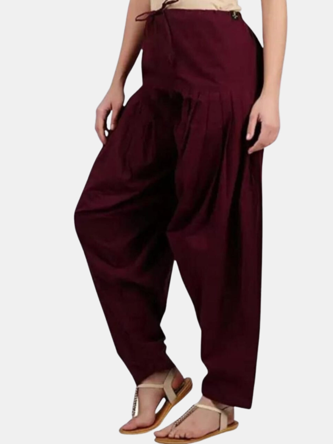 Maroon - Pure Cotton Solid Color Patiala Pants for women