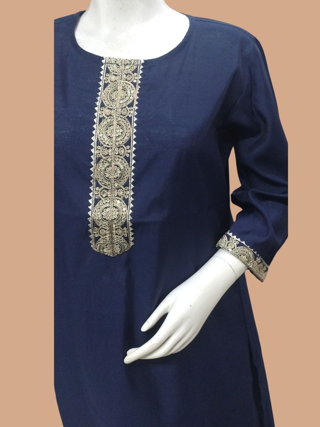 Royal Edit Viscose Silk Kurta Pant & Dupatta Set - Navy