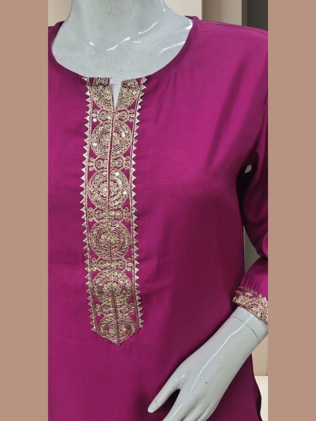 Royal Edit Viscose Silk Kurta Pant & Dupatta Set - Magenta