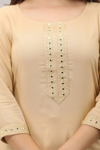 The Mirror Muse Viscose Rayon Kurta -Beige