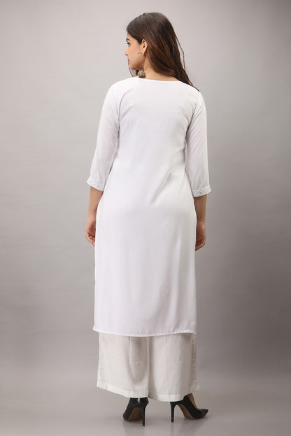 The Mirror Muse Viscose Rayon Kurta - White