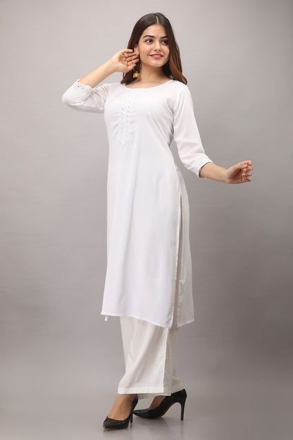 The Mirror Muse Viscose Rayon Kurta - White