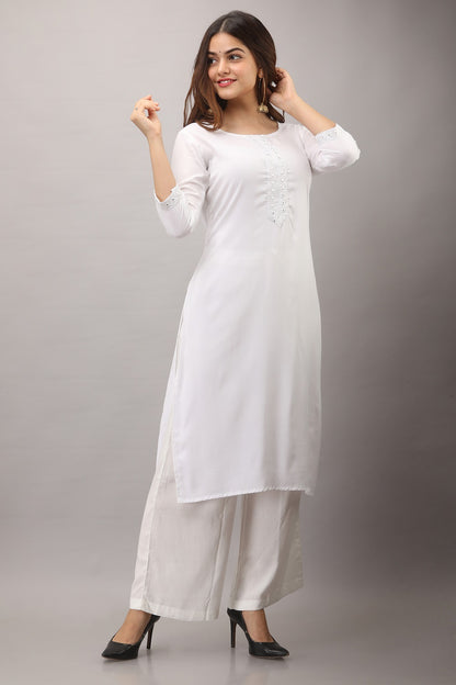The Mirror Muse Viscose Rayon Kurta - White