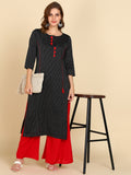 Cotton Princess Cut Straight Kurta -Black