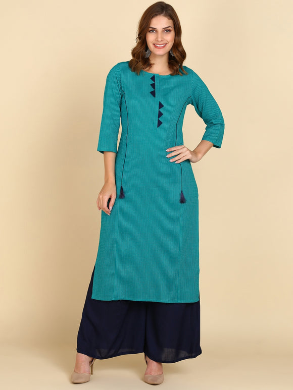 Buy Light Green Khadi Cotton Casual Wear Applique Work Kurti Online From  Wholesalez.
