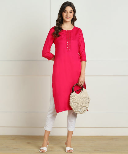The Mirror Muse Viscose Rayon Kurta - Pink