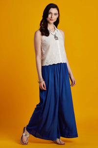 Rayon Solid Royal Blue Flared Palazzo