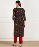 Rayon Bandhani Print Kurta Pant Set - Black