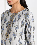 Rayon Muslin Blend Floral Print Kurta Pant Set - Grey