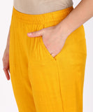 Solid Thread Embroidered Straight Kurta Pant Set - Mustard