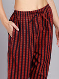 Pure Cotton Floral, Striped Print Kurta and Pant Set - Navy Blue