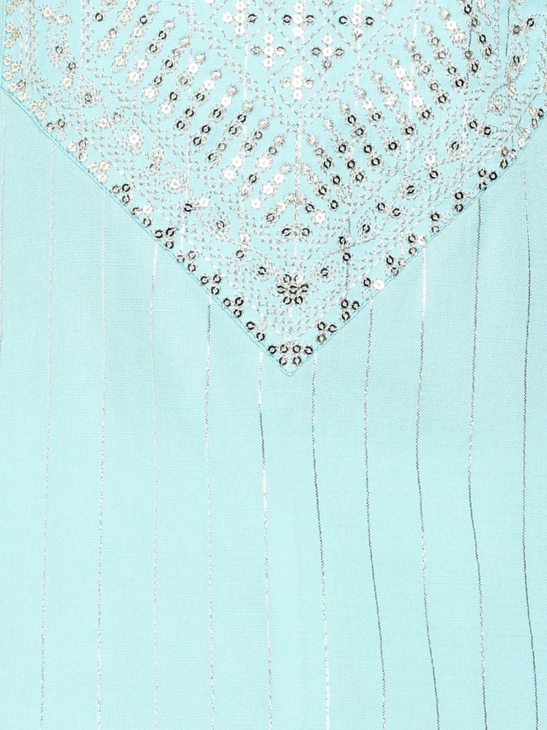 Sequin Embroidered Straight Kurta - Blue