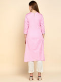 Sequin Embroidered Straight Kurta - Pink