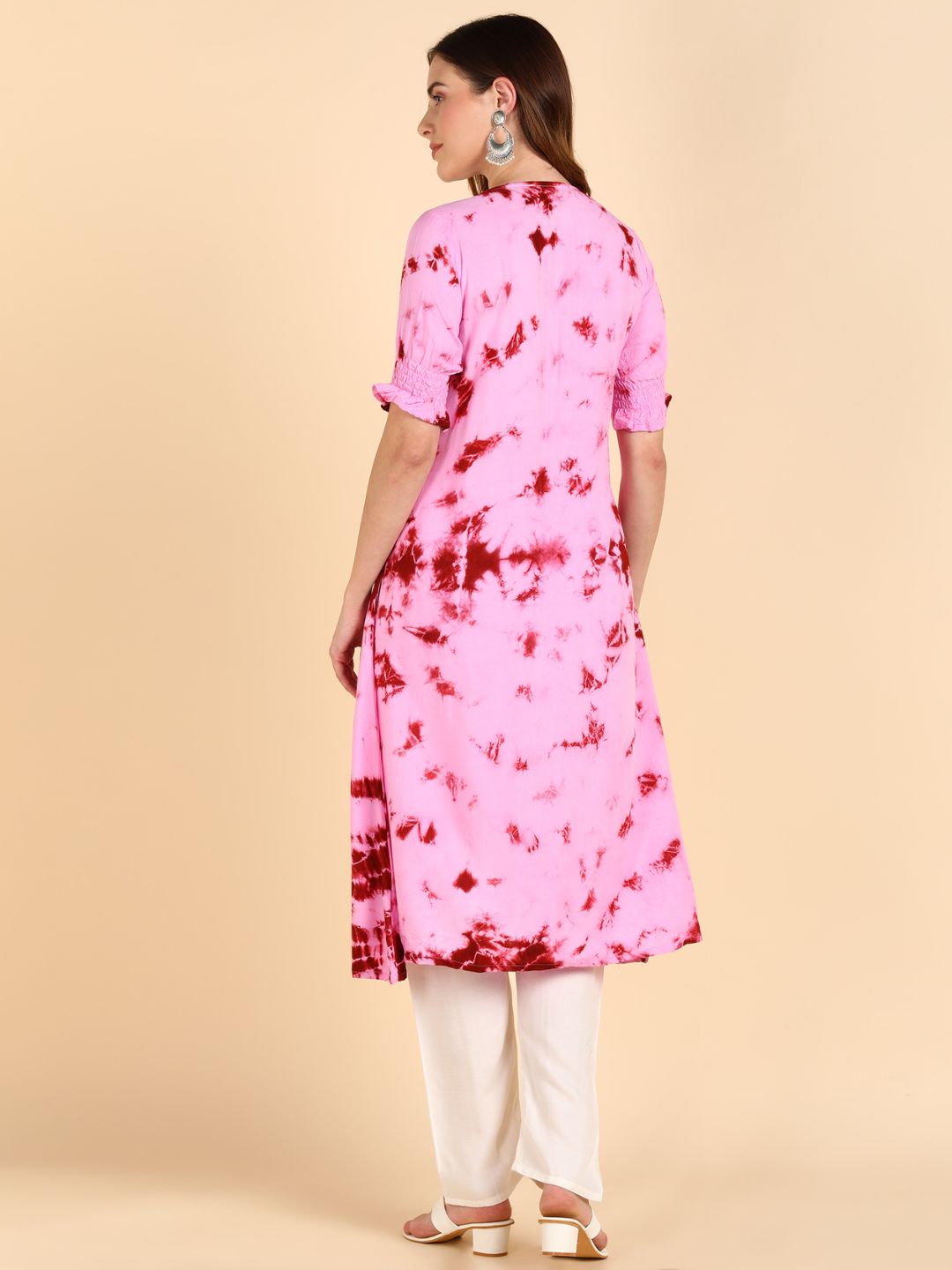Pink Cotton Chanderi Tie-N-Dye Two Piece Kurti Dress | Mamatha Tulluri