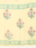 Cotton Floral Print Kurta, Pant and Dupatta Set - Cream
