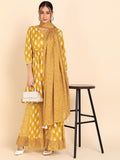 Ethnic Print Kurta , Sharara and Dupatta Set - Yellow