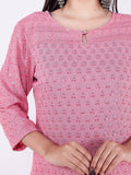 Chikan Sequin Embroidered Straight Kurta - Pink