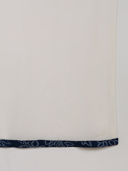 Bandhani Print Embroidered Nyra Cut Kurta, Pant and Dupatta Set - Navy