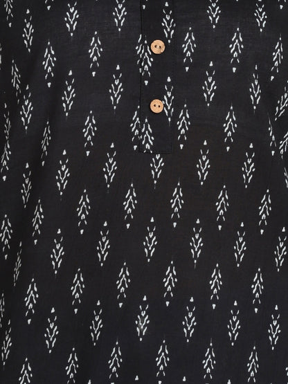 Pure Cotton Ikkat Printed Top - Black