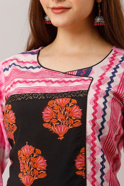 Cotton Shibori Print Straight Kurta - Pink
