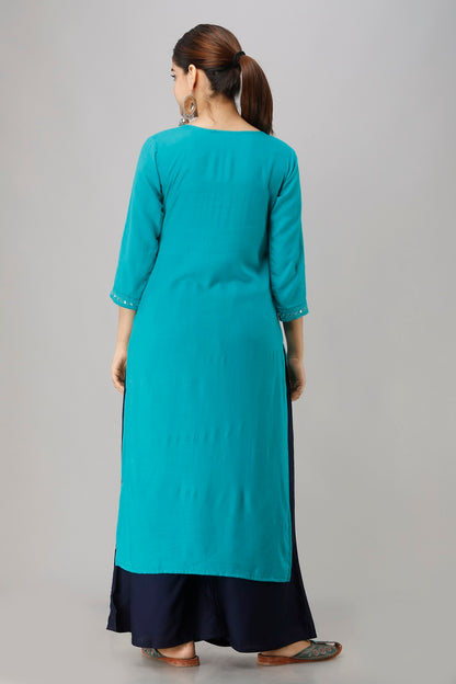 The Mirror Muse Viscose Rayon Kurta - Turqouise