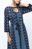 Vedana Cotton Print Combination Anarkali Kurta (Blue)