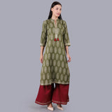 Vedana Cotton Printed Kurta And Flared Palazzo