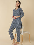 Classic Booti Print Pure Cotton Lounge Set - Blue