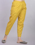 Premium Cotton Slub Crop Pants - Beige