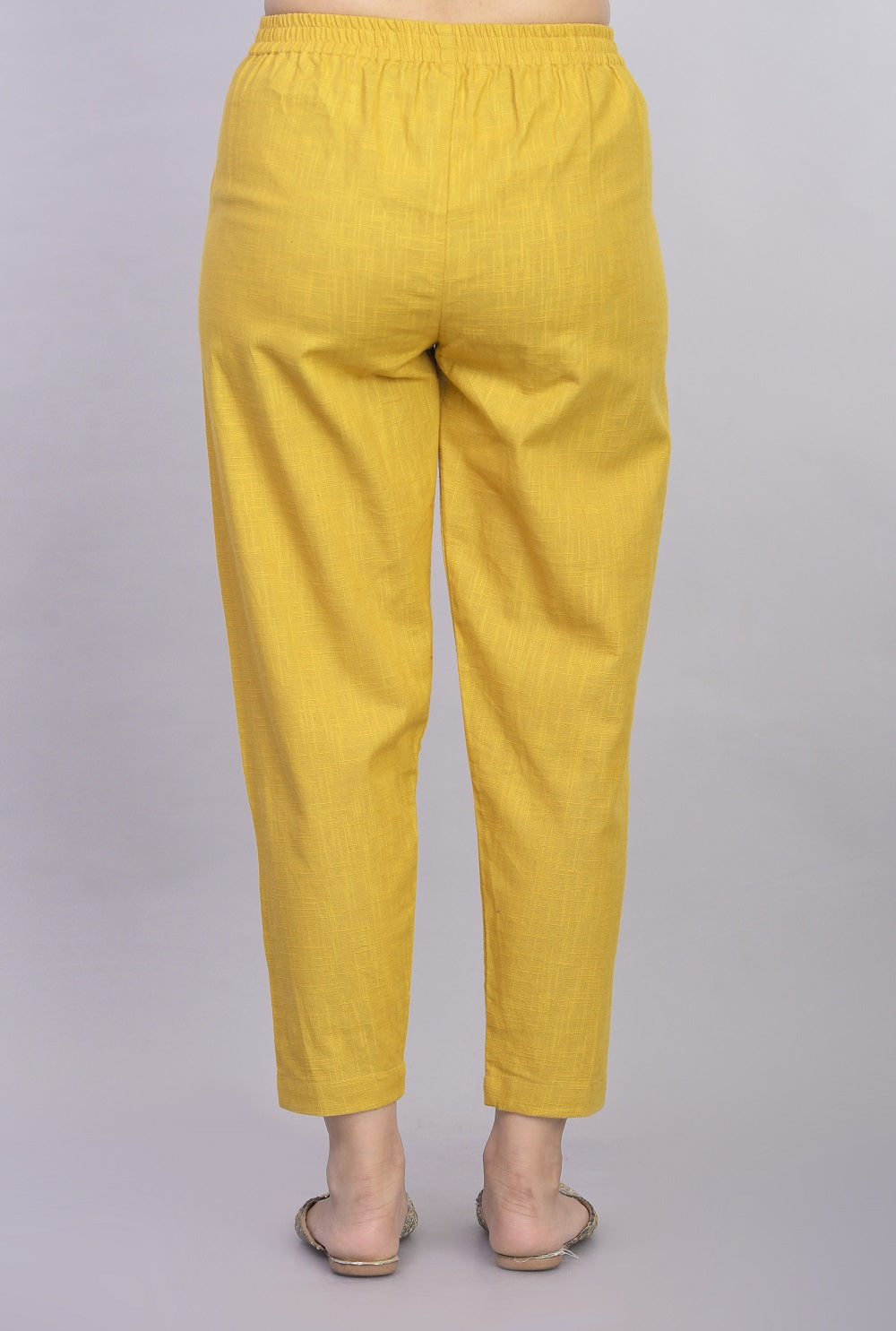 Premium Cotton Slub Crop Pants - Beige