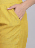 Premium Cotton Slub Crop Pants - Beige