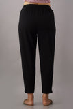Premium Cotton Slub Crop Pants - Black