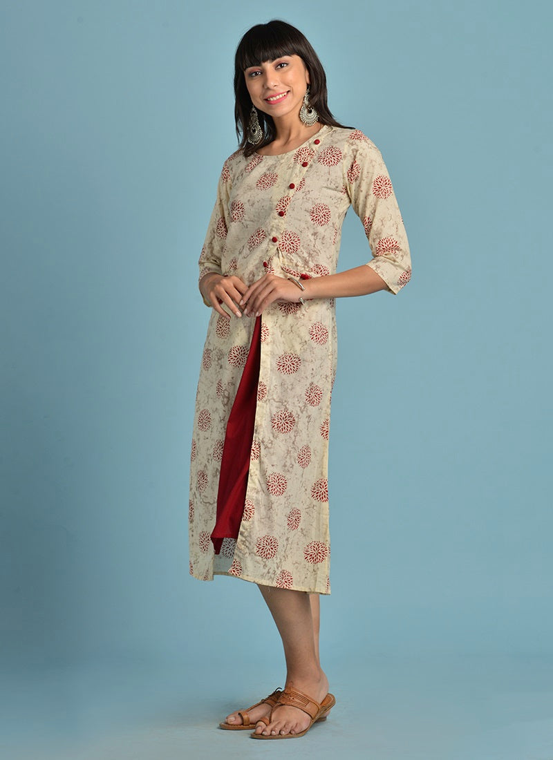 Women's Printed Rayon Layered Kurti – Dilutee India