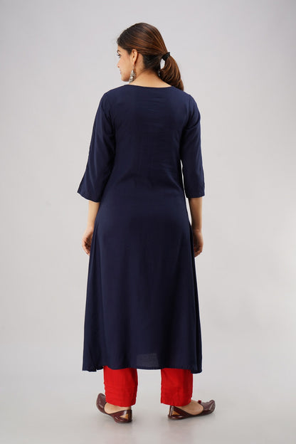 The Navy & Crimson Flare Kurta