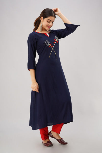 The Navy & Crimson Flare Kurta