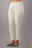 Premium Cotton Slub Crop Pants - Off-White