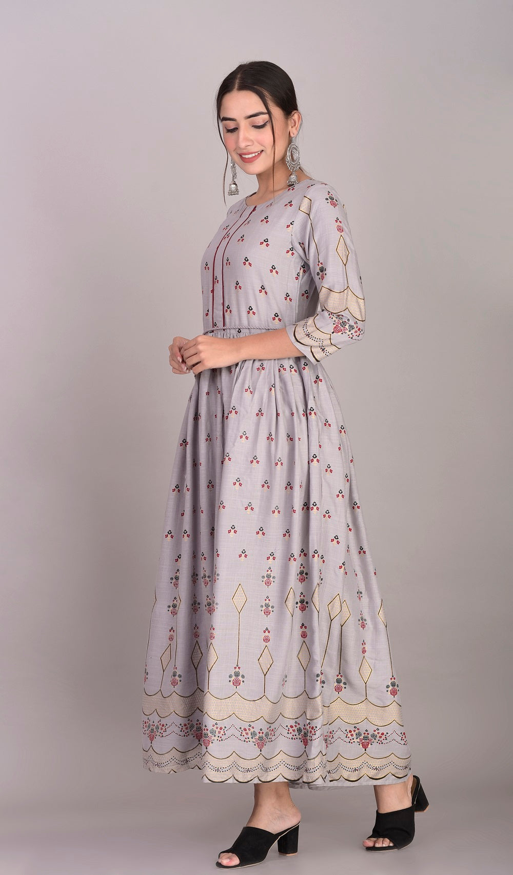 Buy Queenley Women Blue Cotton Anarkali Ankle Length Kurti Online at Best  Prices in India - JioMart.