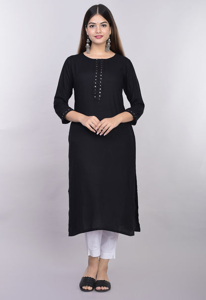 The Mirror Muse Viscose Rayon Kurta -Black