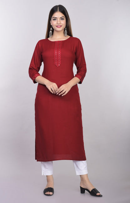 The Mirror Muse Viscose Rayon Kurta - Maroon