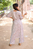 Rayon Printed Straight Kurta and Palazzo Set - Grey
