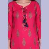 Vedana's Gold Print Kurta Set (Pink)