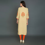 Vedana's Straight Printed Kurti (Beige)