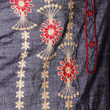 Rayon Slub Thread Embroidered Straight Kurta - Grey